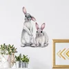 Two Cute Rabbits Wall Sticker Children's Kids Room Home Decoration Removable Wallpaper Living Room Bedroom Mural Bunny Stickers 5