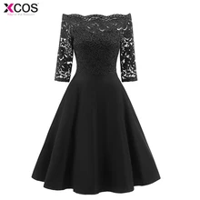 Недорогие короткие черные платья для выпускного вечера с кружевным верхом и вырезом лодочкой, торжественное выпускное платье