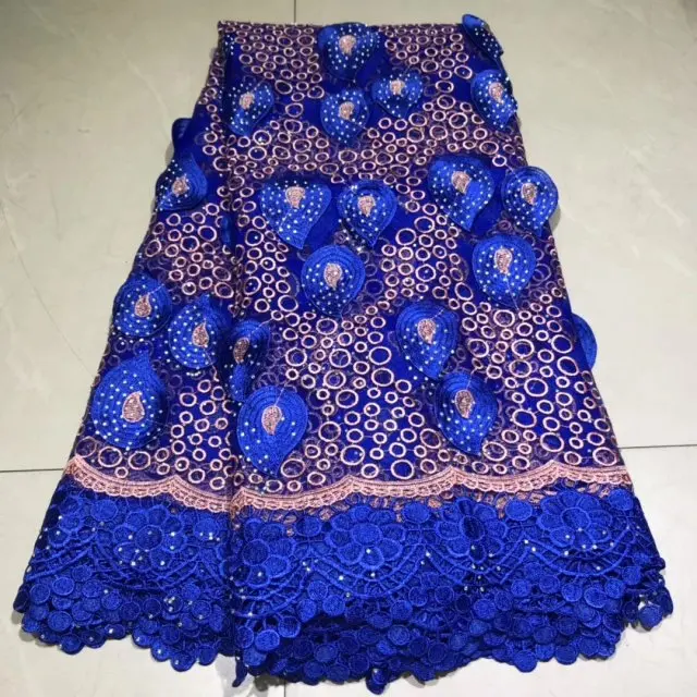 

2019 Blue Veritable Tulle Lace With Stones Fabric Floral Embroidery African Nigerian High Quality Sewing Lace Dress