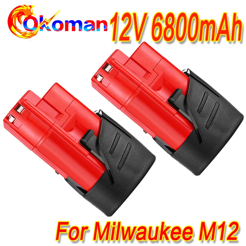 Литий-ионная аккумуляторная батарея высокой емкости 12V 6800mAh для Милуоки M12 48-11-2401