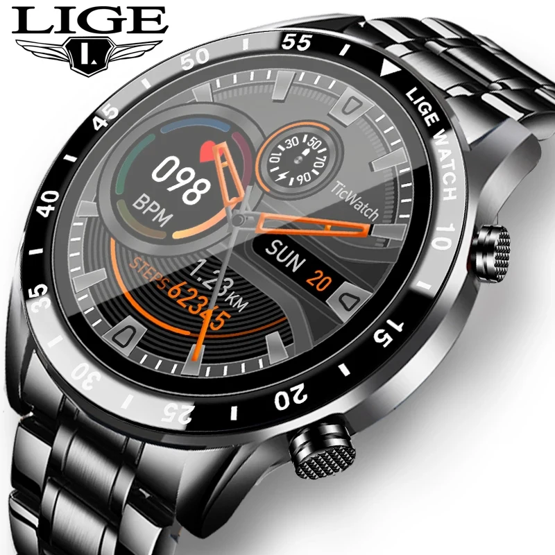 LIGE 2021 Fashion Full Circle Touch Screen Men Smart Watches Waterproof Sports Fitness Watch Luxury Bluetooth Phone Smart Watch