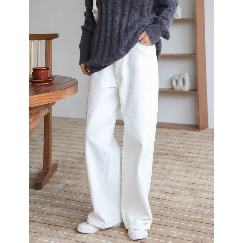 Vadiming vrouwen Jeans 2019 Koreaanse Versie van De Eenvoudige Hoge Taille Jeans Herfst en Winter Losse Rechte Wijde Pijpen broek Vadiming vrouwen Jeans 2019 Koreaanse Versie van De Eenvoudige Hoge Taille Jeans Herfst en Winter Losse Rechte Wijde Pijpen broek