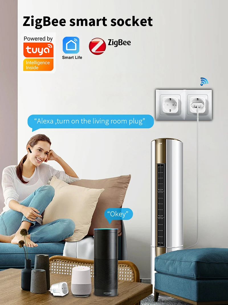 Tuya Zigbee EU Smart Socket WiFi 16A Plug With Timer Smart Home Wireless Socket Works With Alice From Wireless Remote Control