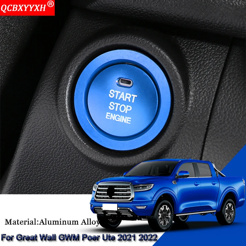 Car START Engine Button Cover STOP Key Ignition Switch Sequins Sticker For Great Wall Cannon GWM Poer Ute 2021 2022 Accessories |