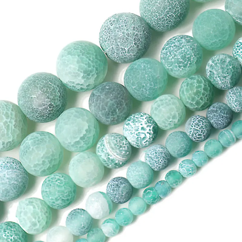 

Wholesale Natural Stone Cracked Green Agates Round Loose Beads 15 Inch Strand Suitable for making DIY bracelets 4/6/8/10/12mm
