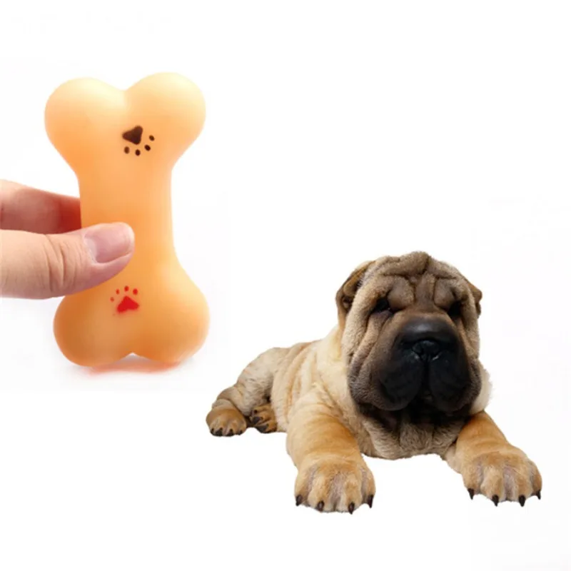 

Bone Shape Chew Toy Dog Puppy Molars Rubber Ball Play Teeth Training Squeak Thermal Plastic Rubber Pet Squeaked For Small Dogs