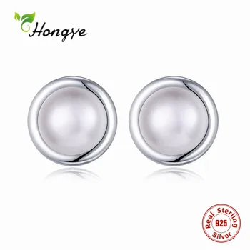 

Hongye Freshwater Natural Pearl 925 Sterling Silver Stud Earrings For 2020 New Design Fashion Statement Women Charm Jewelry