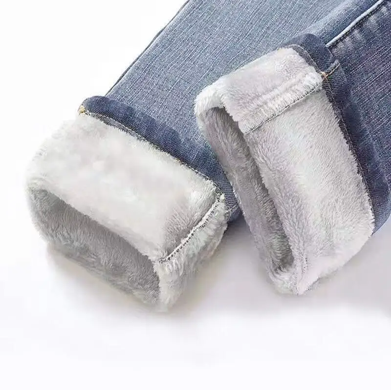 9905Light Blue Gray Зимние теплые женские джинсы, повседневные Бархатные женские брюки с высокой талией, женские джинсовые брюки для женщин, брюки размера плюс - Цвет: 9905Light Blue Gray