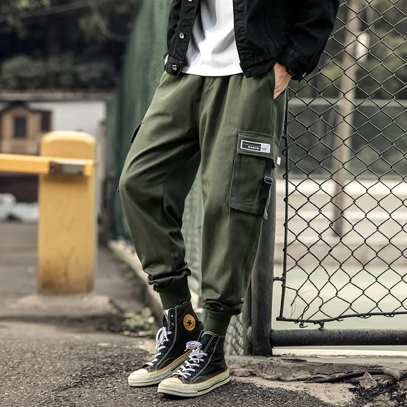 

2019 Autumn New Arrival Japanese-style Adjuster Multi-pockets Beam Leg Harem Pants Cargo Trousers K198p55
