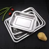 304 Stainless Steel Barbecue Tea Storage Serving Trays Rectangle Steamed Rice Sausage Plate Grill Meat Restaurant Metal Utensils 3