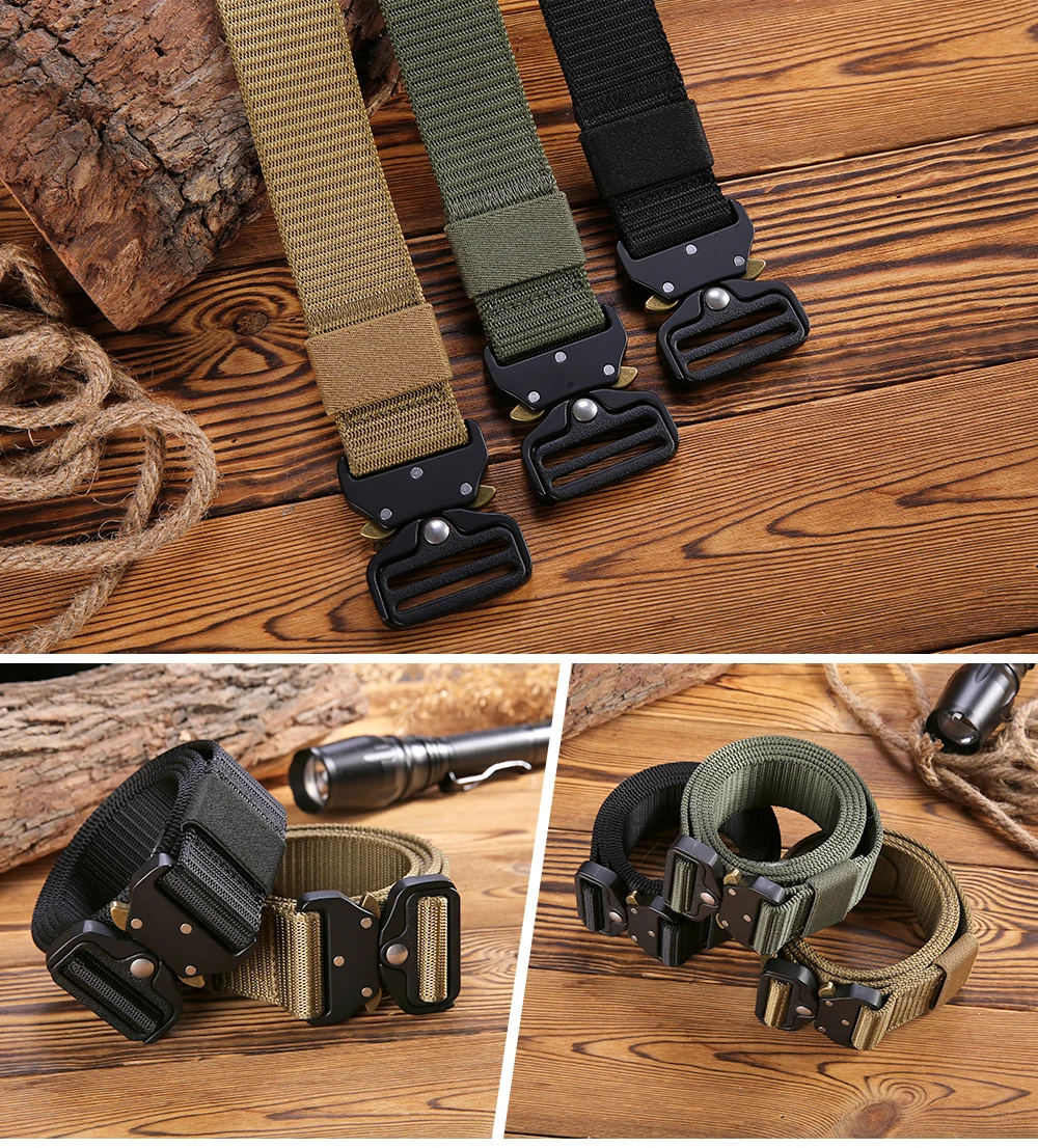 Tactical Belt Men Army Military Combat Airsoft Paintball SWAT Knock Off Waistband Metal Buckle Mens Quick Release Designer New