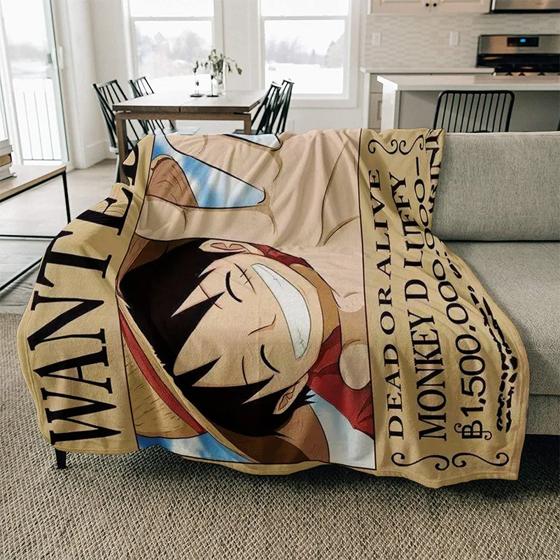 Japan Anime Luffy 3D Printed Throw Blanket Portable Sofa Bed Soft Warm Flannel Blankets Boy