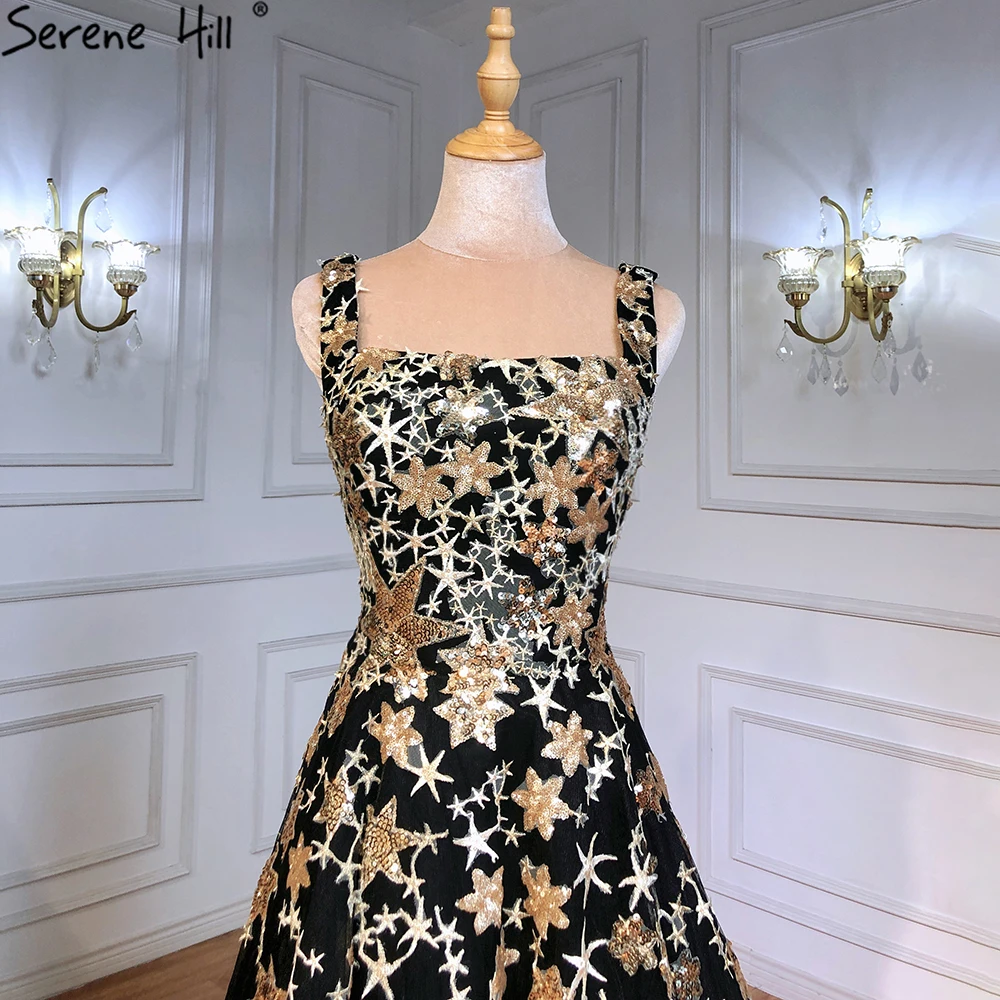 Luxury Black Aline Sleeveless Evening Dresses Gold Stars Sequined Sparkle  Evening Gowns Serene Hill Ha2303 Evening Dr Color Black US Size 6