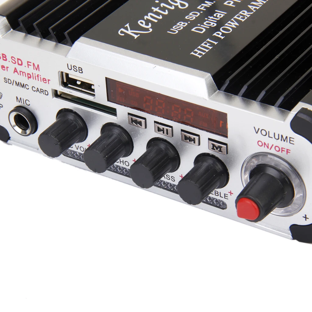 Мини-усилитель мощности для стереомикрофона 12 В 2 канала 20 Вт * USB FM черный |