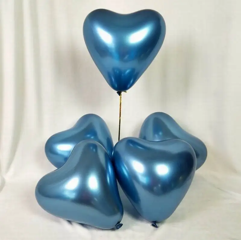 10 шт. 10 дюймов металлический Светящийся синий шар глянцевый металлик темно-синие шары хромированные шары Globos украшение для свадебной вечеринки - Цвет: heart blue