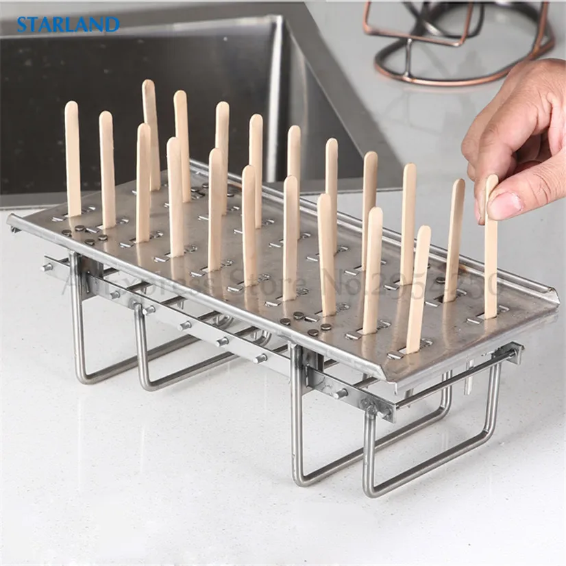 Commercial DIY Ice Pop Mold Ice Lolly Popsicle Moulds 304 Stainless Steel Ice Cream Molds 20 Cells per Batch with Stick Holder 5