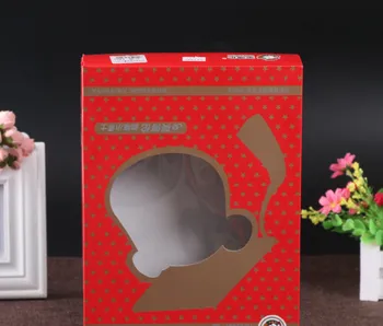 

UV Protected CMYK printing Red paper box with PVC window custom packaging box ---DH10473