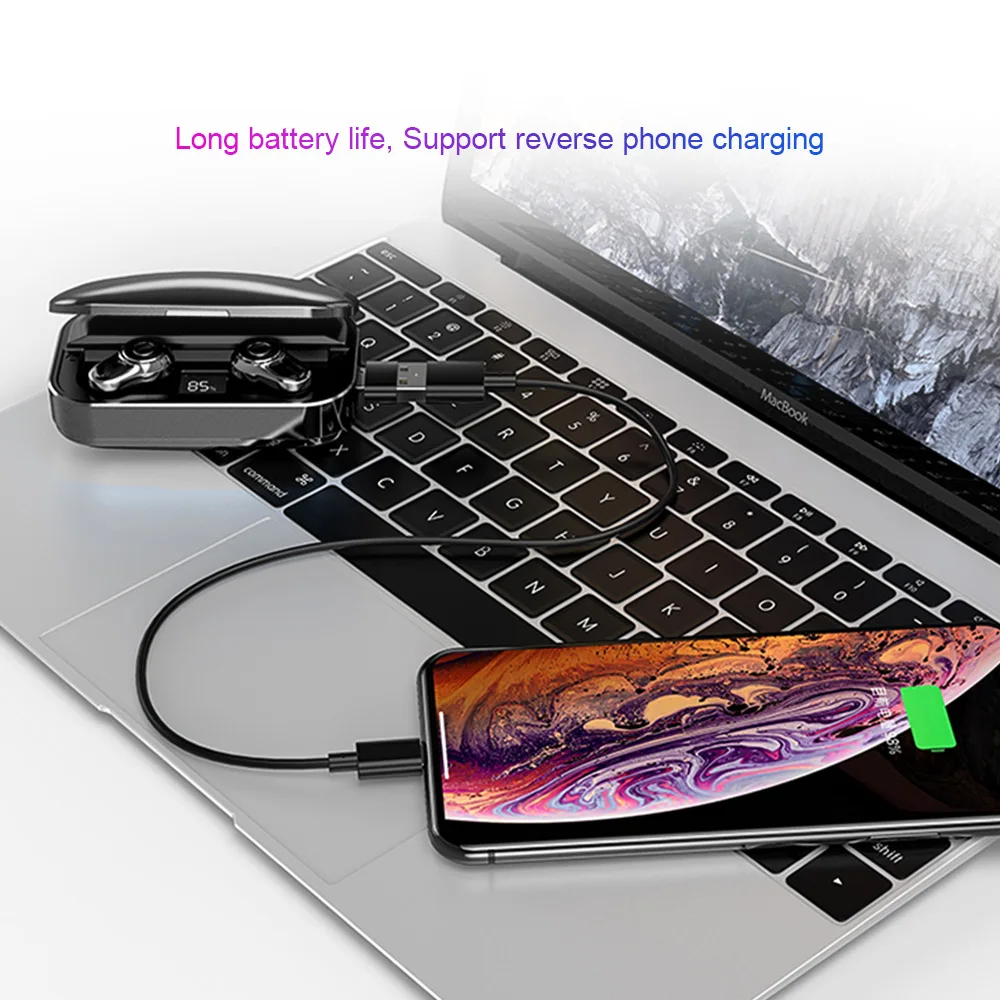 TWS 5,0 беспроводные наушники Smart Touch Bluetooth гарнитура стерео Бас спортивные наушники 3500 мАч батарея с микрофонами
