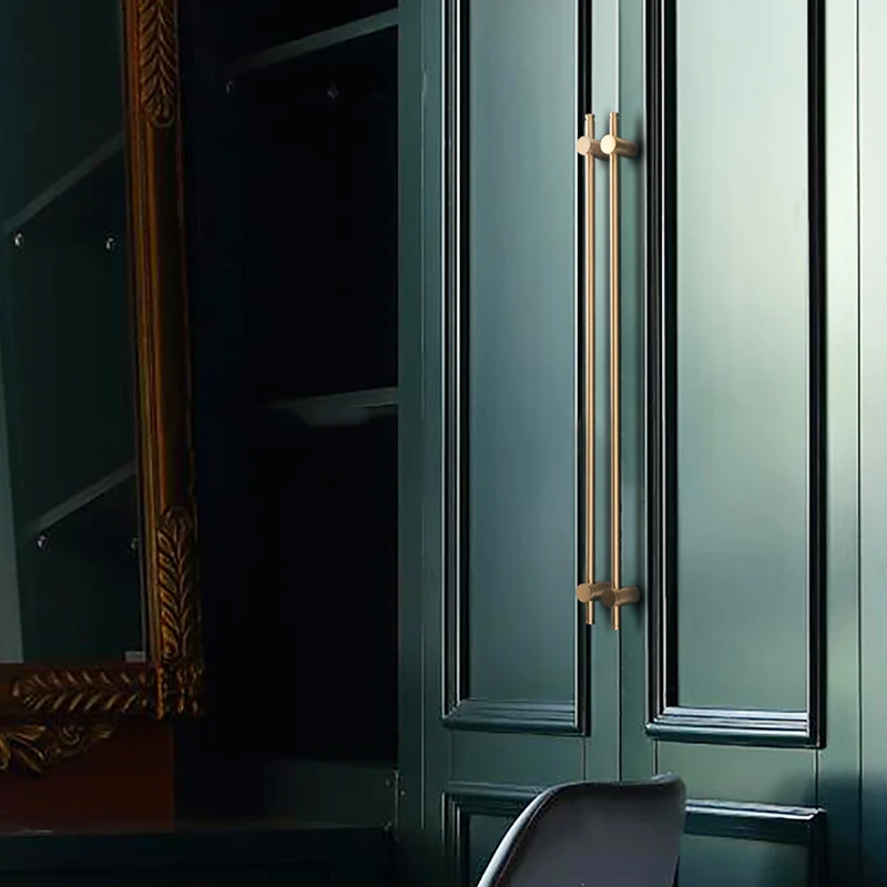 2PCS Long Gold Brass Cabinet Handles Wardrobe Kitchen Cupboard Pulls Drawer Knobs Door Furniture Handle Hardware GF51