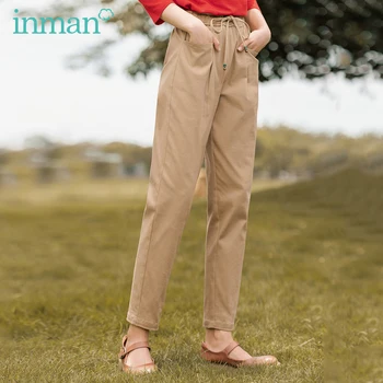 

INMAN 2020 Autumn New Arrival Loose Straight Leg Elastic Waist Slimming Women Haren Pants