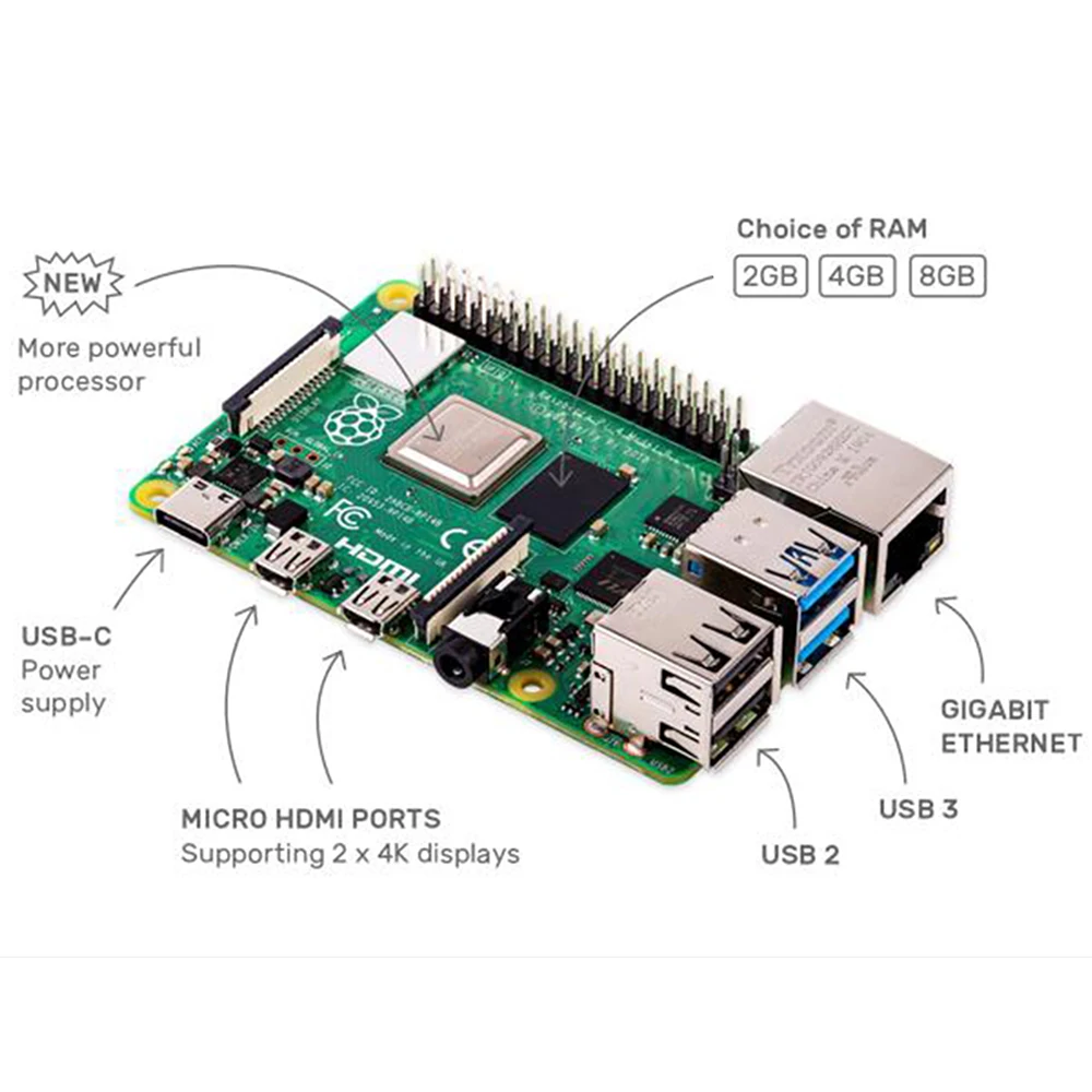 Последняя модель Raspberry Pi 4 Модель B 8 ГБ ОЗУ версия 1 2 BCM2711 четырёхъядерный телефон