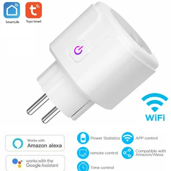 

Tuya WiFi Smart Plug EU US 16A Power Adaptor Wireless Remote Voice Control Tuya SmartLife APP Control Works With Alexa Google