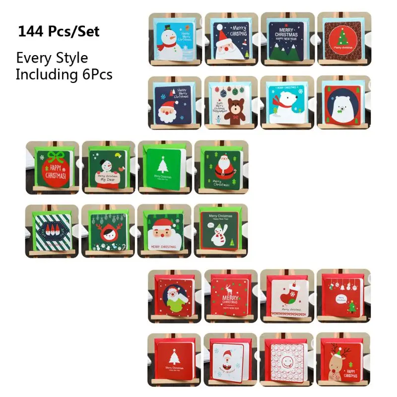 144-Pack веселые рождественские поздравительные открытки-счастливые праздники рождественские открытки оптом Ассорти зимние праздничные открытки с конвертами