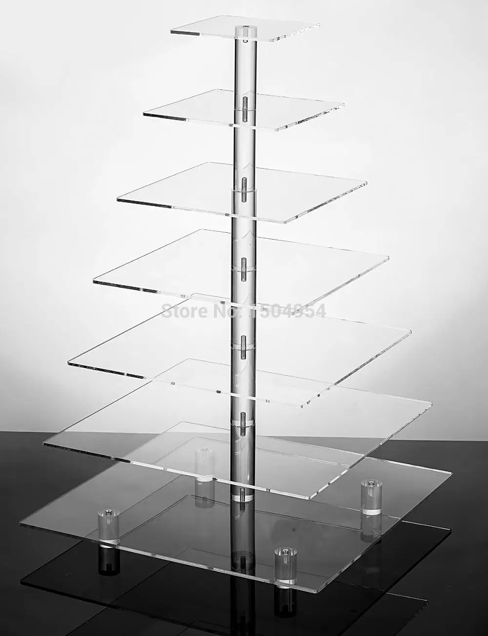 HMROVOOM square 7 Tier clear Acrylic Cupcake Display Stand /acrylic cake stand with base |