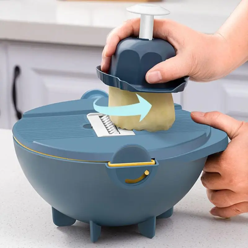 

Magic Multifunctionele Draaien Groente Cutter Met Afvoer Mand Keuken Veggie Fruit Shredder Rasp Slicer with Drain Basket Tools
