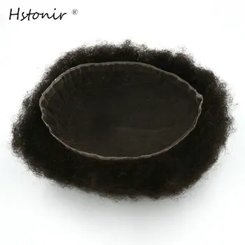 

Hstonir Afro Toupee African Curl Wig for Men 6mm Indian Remy Hair Toupee Curly Male Hairpiece Men Hair H009