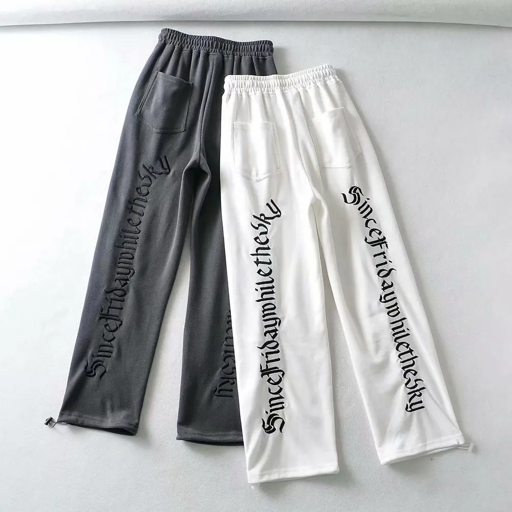 Pantalones deportivos góticos para mujer, Bordado de letras, versión coreana de Harajuku, holgados con cordón, bragas femeninas de moda para tiempo libre