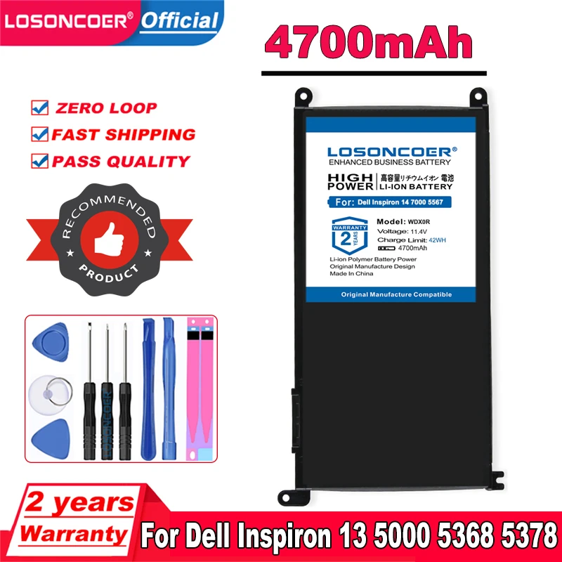WDX0R T2JX4 3CRH3 WDXOR Аккумулятор для dell Inspiron 13 14 15 5378 5368 5568 3488 3580 5765 5767 5770 7000 5567 7560 7472 7368 |