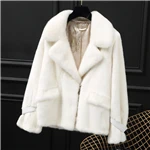 2019 inverno nova todo vison casaco de pele das mulheres curto moda terno gola simples аgua locomotiva | Женская одежда