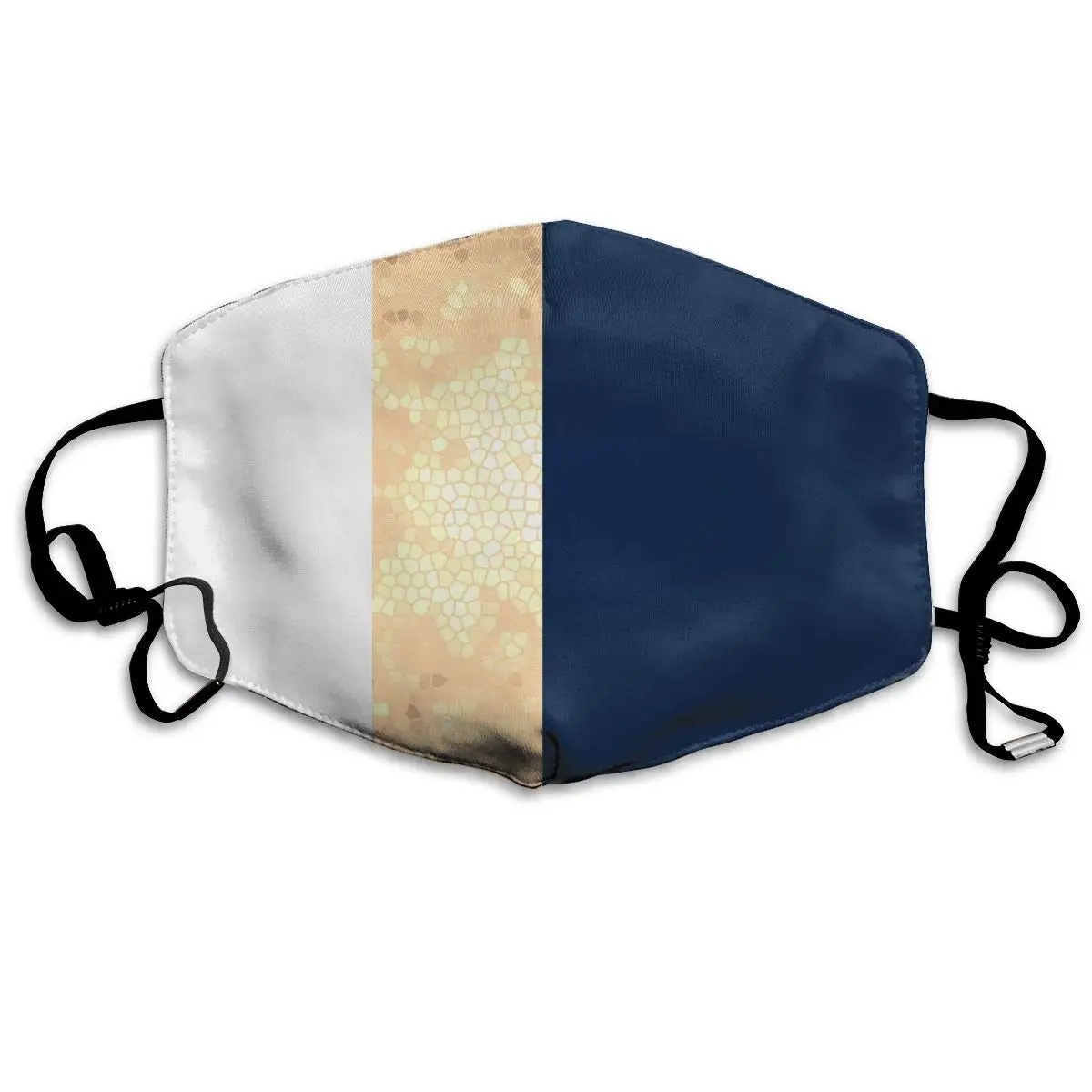 

Premium Dust Mask-Washable Breathable Mouth Face Mask-Adjustable Ear Loop for Kids Women Men Elegant Faux Gold Blue Stripes