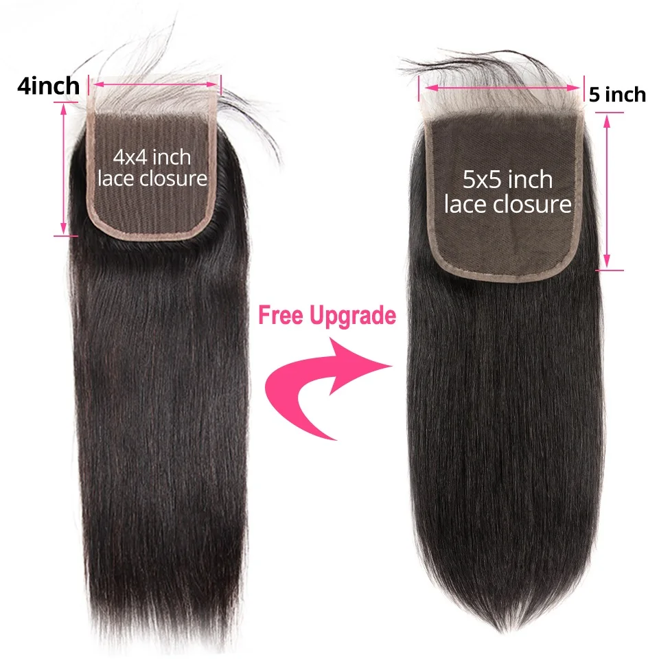 Straight Hair Bundles With Closure 4x4/5x5 Closure With Bundles Remy Human Hair 3 Bundles With Closure Indian Hair extension