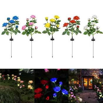 

2020 New Solar Rose Flowers Lights Waterproof LED Lawn Lamp for Outdoors Garden Patio Backyard Decorations