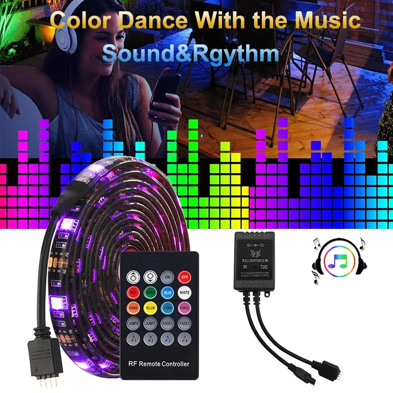 RGB-лента Светодиодная гибкая с музыкальной синхронизацией 1-5 м | Лампы и освещение