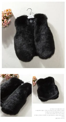 Черный new autumn item girl fashion faux fur vest - Цвет: Черный