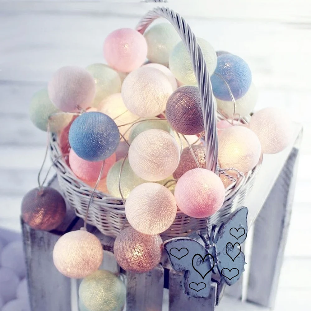 Romantic Fairy String Light Cotton Ball Outdoor 20LED Durable Yard Fairy Light Super Bright Fairy String Wedding Landscape Lamp