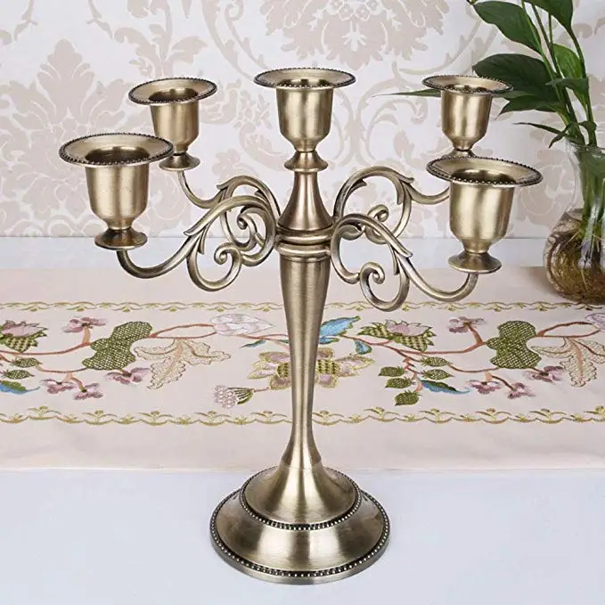 Coppery 5 heads 3 головки/5 головок металлическая подставка канделябр, Подсвечник романтические канделябры для свадебных реквизит обеденный стол домашнее украшение гостиницы - Цвет: Coppery 5 heads