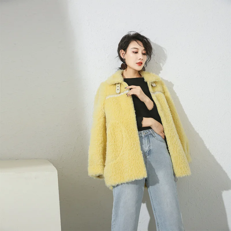 

Real Fur Coat Female Autumn Winter Jacket Women Clothes 2019 Korean 100% Sheep Shearing Wool Jackets and Coats Tops Hiver 19020