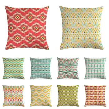 

Stripe geometric color matching cushion cover square pillow cover linen car sofa decorative cushion cover 45x45