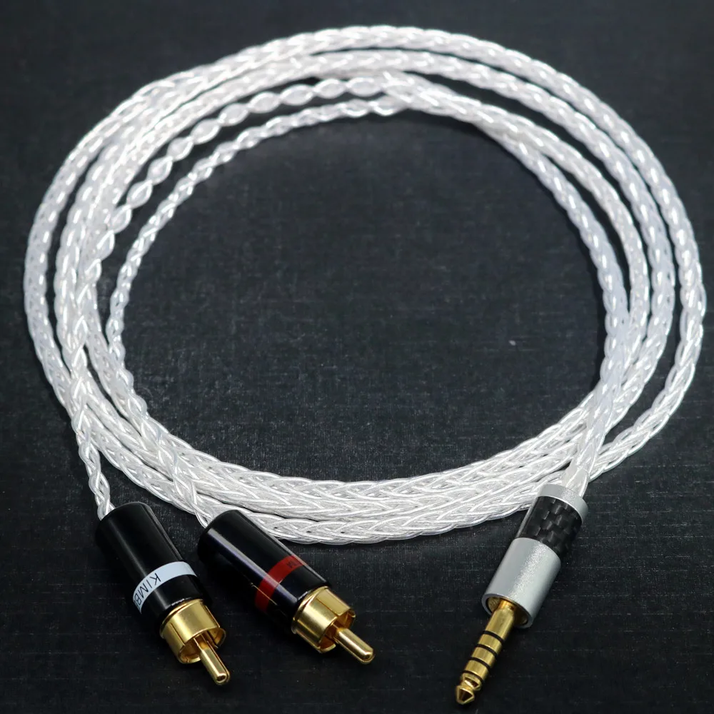 yivosound HIFI 8 core pure silver 4 4mm 3 5mm to 2rca jack aux audio cable Headphone amp connecting line interfaz de audio