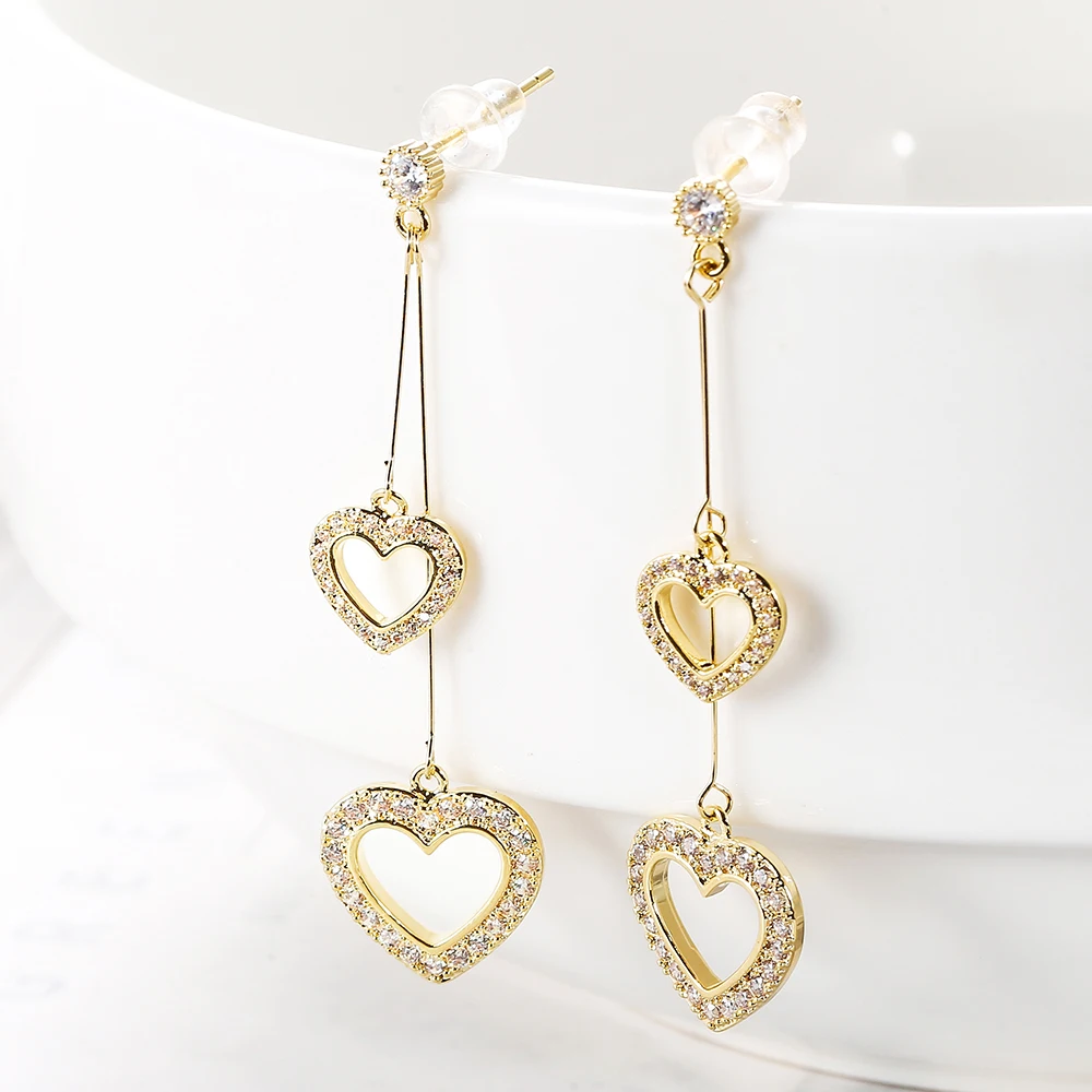 

WYBU Genuine 925 Sterling Silver Infinite Love Heart To Heart Drop Earring CZ Cubic Zironia Dangle Earring Women Charm Jewelry