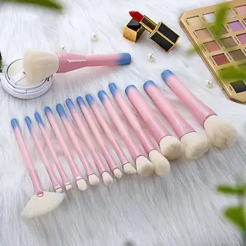 

Hot Sale Pro 14pcs Makeup Brushes Set Pink Gradient Color Cosmetic Powder Foundation Eyeshadow Eyeliner Brush Kits Make Up Brush