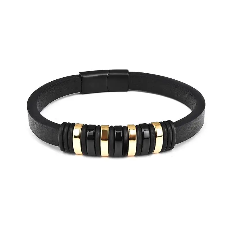 Classic Silver Clasp Jiayiqi кожаные браслеты с подвесками для мужчин Модные мужские ювелирные изделия магнитная застежка из нержавеющей стали подвески бусины браслет на запястье подарки - Окраска металла: Classic Silver Clasp