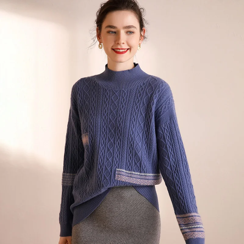 Female Long Sleeve Turtleneck Pullover 100%