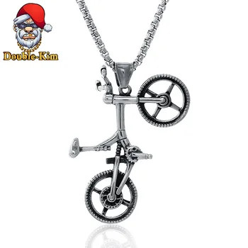 

BMX Bicycle Pendant Necklace Men Hiphop Street Culture Titanium Stainless Steel Fashion Trendy Silver Color Necklace Man Jewelry