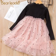 Bear Leader Girls Dress New Spring Long sleeve Kids Dresses Dot Polka Princess Dress for Children Girl Vestidos