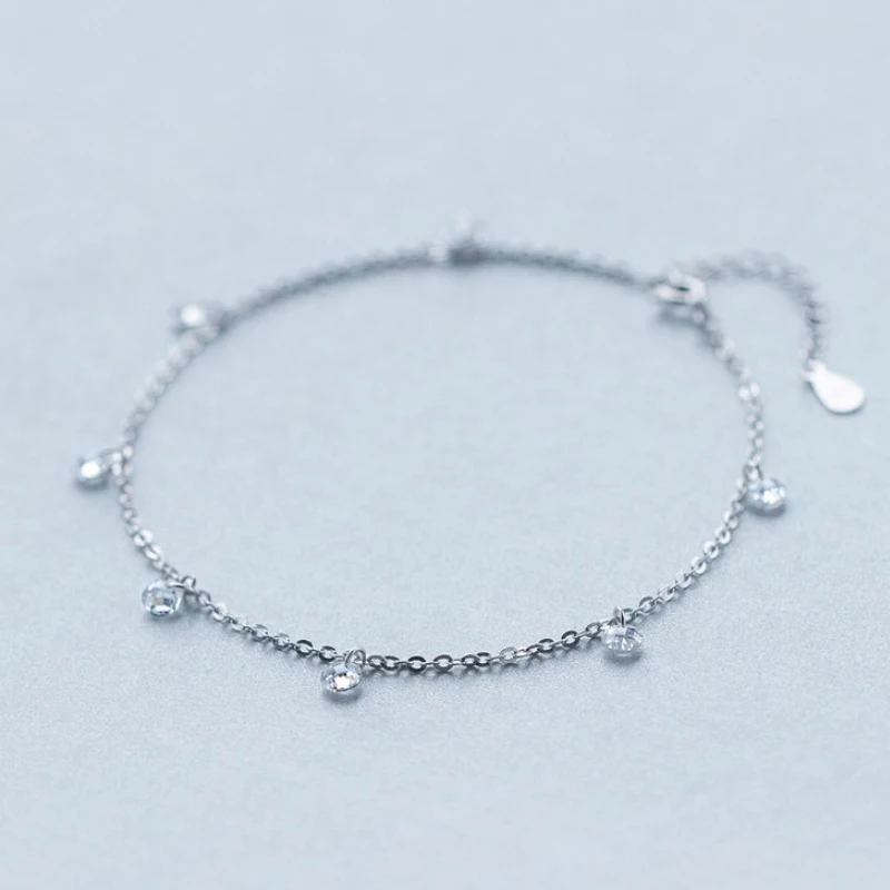 925 серебряный ножной браслет Мода для женщин Шарм браслет-цепочка на лодыжку простой темперамент ювелирные изделия подарок на день рождения Регулируемая длина
